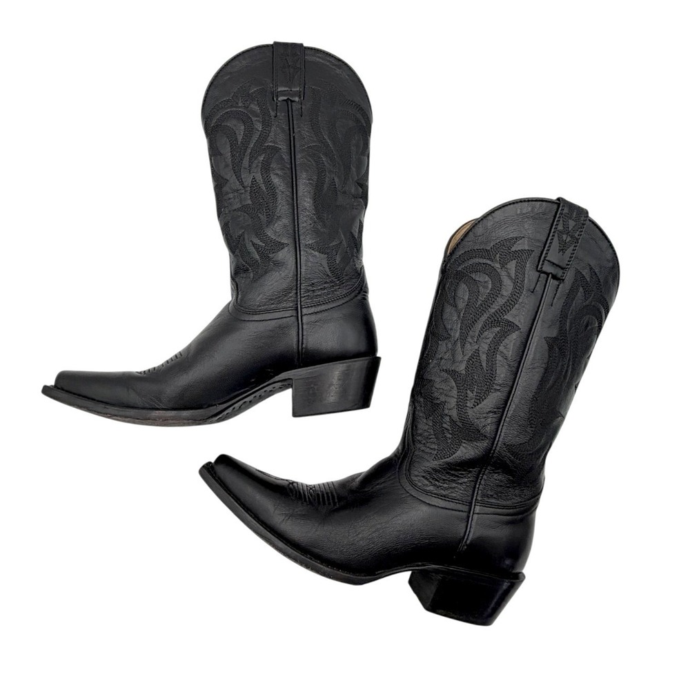 Shyanne Womens 6.5M Black Leather Snip Toe Embroidered Western Cowboy Boots